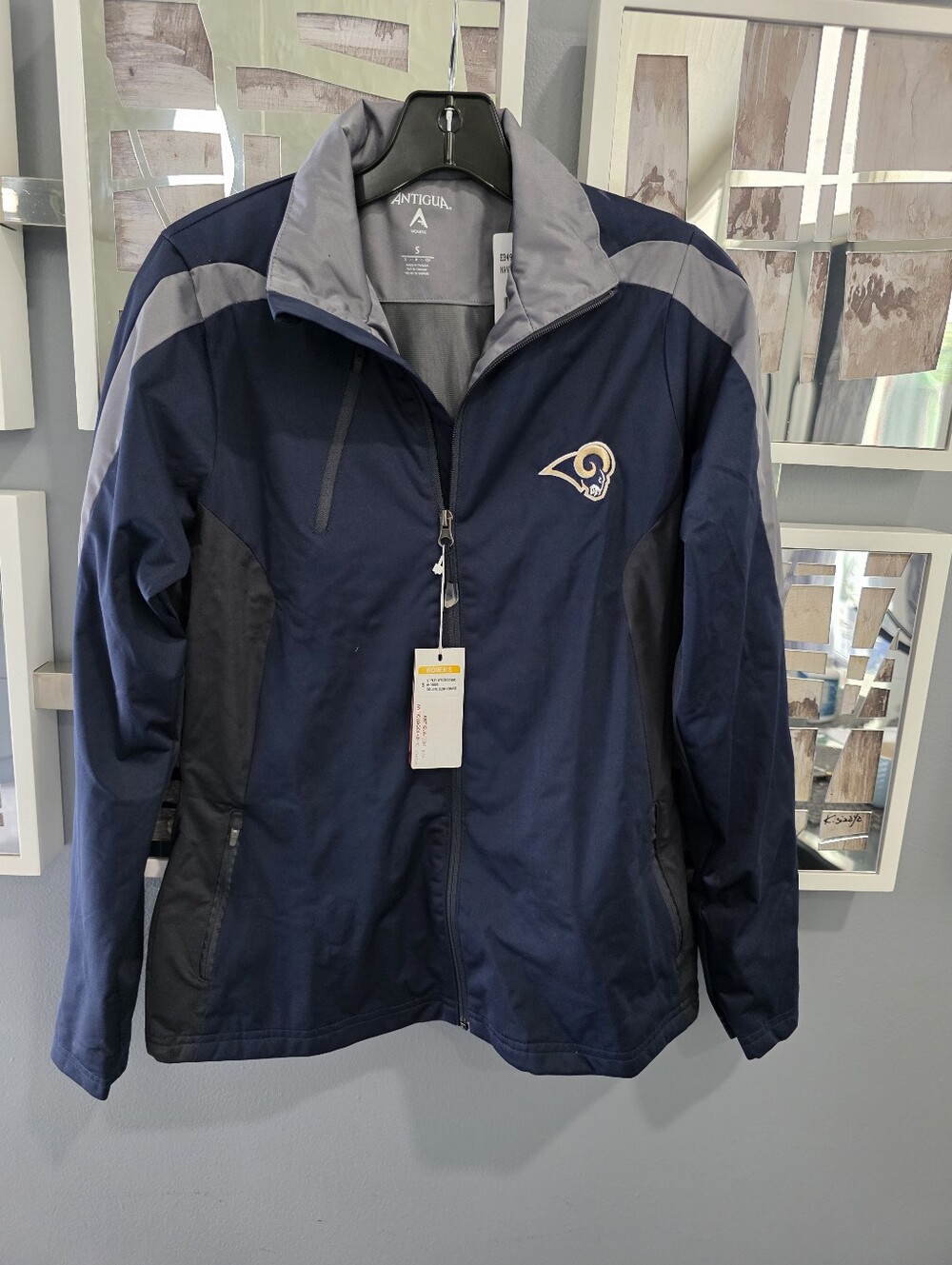 Antigua Navy and Gray Los Angeles Rams Lightweight Jacket